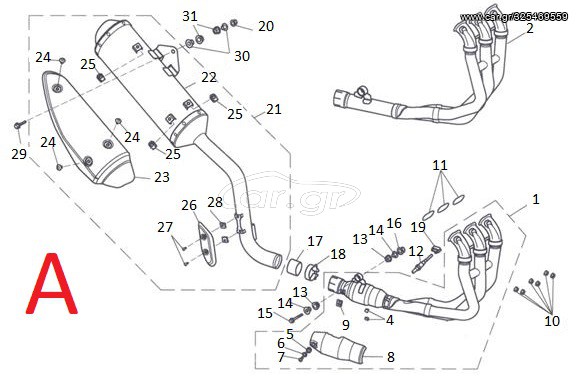 Triumph Tiger 1050 Σύστημα εξάτμισης & καυσαερίων 