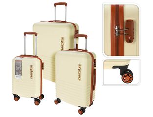 EXPLORER ΤΣΆΝΤΕΣ & ΒΑΛΊΤΣΕΣ ΤΑΞΙΔΙΟΎ SUITCASE SET EXPLORER 3PCS ABS CREAM DG9001000 NEOPORTAL-8720573565608