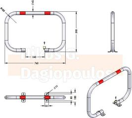 ΜΠΑΡΑ ΑΡΘΡΩΤΗ ΤΥΠΟΥ C ΜΕ 2 ΠΟΔΙΑ 760x500mm DOORADO HSC2L-8050-4218-GAL