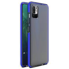 Spring Case clear TPU gel protective cover with colorful frame for Xiaomi Redmi Note 10 5G / Poco M3 Pro dark blue