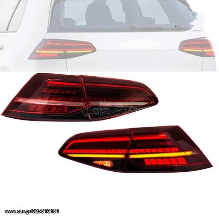 Πισινά Φανάρια Set Για Vw Golf VII 7 & 7.5 11-19 Led Bar Dynamic Facelift 7.5 GTI/R Look Κόκκινο/Φιμέ VLand 