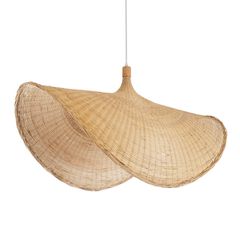 Boho Κρεμαστό Φωτιστικό CUBA Μονόφωτο 1 x E27 Μπεζ Μπαμπού Πλέγμα Φ100 x Υ55cm