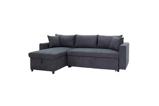 Καναπές-κρεβάτι "LILIAN" με αναστρέψιμη γωνία από ύφασμα σε ανθρακί χρώμα 225x148x81
