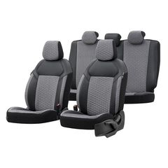 Καλύμματα καθισμάτων Master Universal μαύρο τεχνόδερμα-γκρι κλωστή 11τμχ