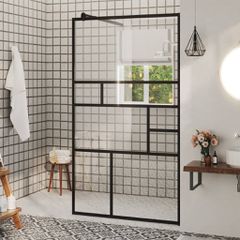 Διαχωριστικό Ντουζιέρας Μαύρο 90 x 195 εκ. Διαφανές Γυαλί ESG 150753
