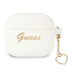 Guess GUA3LSCHSH AirPods 3 cover white/white Silicone Charm Heart Collection