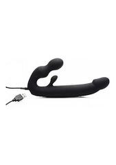 Tri-Volver Rechargeable Strapless Strap On - Black-thumb-3