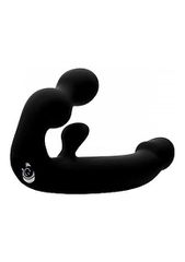 Tri-Volver Rechargeable Strapless Strap On - Black-thumb-2