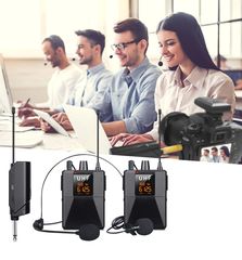 Ασύρματο σετ 2 μικροφώνων UHF επαγγελματικών προδιαγραφών μικρόφωνο - δέκτης εμβέλεια 100μ -thumb-11