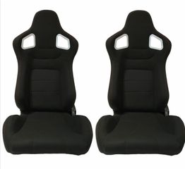Καθίσματα Bucket RS Style Ύφασμα Μαύρο Με Κόκκινες Ραφές Ζευγάρι 2 Τεμαχίων