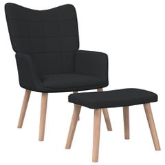 Πολυθρόνα Relax Μαύρη Υφασμάτινη με Σκαμπό 327936