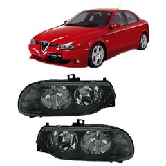 Μπροστινά Φανάρια Set Για Alfa Romeo 156 97-03 Μαύρα H7/H7 Depo