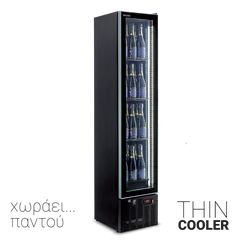KlimaItalia Thin Cooler Black Βιτρίνα Συντήρησης Αναψυκτικών Στενή 164t Μονή με 5 Ράφια 39x47,5x188 cm 24.50.025.0001