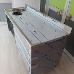 Πόστο καφέ 190*70*85/95 εκ, με 1 γούρνα Φ 36*14 εκ, τρύπα ακαθάρτων και σκαφωτή επιφάνεια. Ποιότητα & Τιμή Stockinox-thumb-2