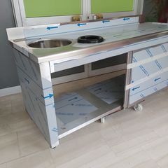 Πόστο καφέ 190*70*85/95 εκ, με 1 γούρνα Φ 36*14 εκ, τρύπα ακαθάρτων και σκαφωτή επιφάνεια. Ποιότητα & Τιμή Stockinox-thumb-5