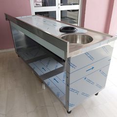 Πόστο καφέ 190*70*85/95 εκ, με 1 γούρνα Φ 36*14 εκ, τρύπα ακαθάρτων και σκαφωτή επιφάνεια. Ποιότητα & Τιμή Stockinox-thumb-7