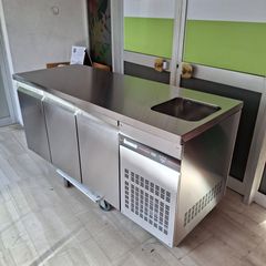 Ψυγείο πάγκος συντήρηση 179*70*87/97 εκ, με 3 πόρτες, ενσωματωμένη μηχανή & 1 γούρνα δεξιά. ΙΝΟΜΑΚ PNH999. ΠΡΟΣΦΟΡΑ! Ποιότητα & Τιμή Stockinox-thumb-1