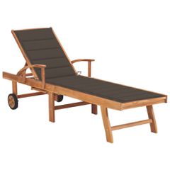 Ξαπλώστρα από Μασίφ Ξύλο Teak με Taupe Μαξιλάρι 3063014