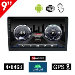 Kirosiwa 4GB 9" ιντσών Android οθόνη αυτοκινήτου με WI-FI GPS USB (4+64GB ηχοσύστημα Youtube 2-DIN 2DIN MP3 MP5 Bluetooth Mirrorlink 4x60W Universal) RLS-6658