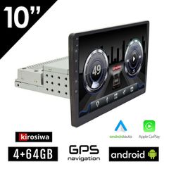 4GB Android Kirosiwa 1-DIN οθόνη αυτοκινήτου αφής 10" ιντσών με GPS (Youtube 4+64GB WI-FI Playstore USB οκταπύρηνη 1 DIN MP3 MP5 Bluetooth Mirrorlink 1DIN Universal 4x60W 8 Cores Οκταπύρηνο ηχοσύστημα