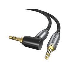Καλώδιο AUX Stereo CABLETIME 3.5mm (1/8") 90 Degree γωνιακό με μήκος 1.8m σε μαύρο χρώμα