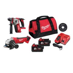 MILWAUKEE M18 BHAG-502B POWERPACK 18V SET ΚΡΟΥΣΤΙΚΟ ΠΙΣΤΟΛΕΤΟ + ΓΩΝΙΑΚΟΣ ΤΡΟΧΟΣ ΒΑΡΕΩΣ ΤΥΠΟΥ 125 MM ( 3900495 )