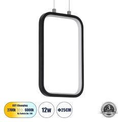 Κρεμαστό φωτιστικό DEROBA γραμμικό LED CCT 12W 1320lm με γωνία 360° και εναλλαγή φωτισμού μέσω διακόπτη On/Off All In One 3 χρόνια εγγύηση Μ16 x Π1.6 x Υ25.5cm