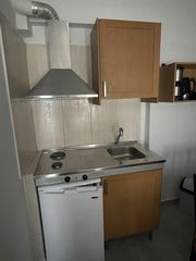 Ανοξείδωτος πάγκος κουζίνας (120x63 cm) με νιπτήρα, βρύση, δύο εστίες και απορροφητήρα