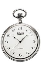 Ρολόι τσέπης Bayard quartz ασημί TX28 + Δώρο αλυσίδα