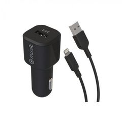 MUVIT FOR CHANGE CAR CHARGER MFI 2.4A 12W + DATA CABLE LIGHTNING black - (MCPAK0014)