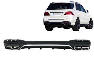 ΠΙΣΩ ΣΠΟΙΛΕΡ Rear Diffuser with Exhaust Muffler Tips Mercedes GLE W166 SUV AMG Sport Line (2015-2018)