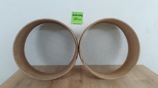 2 Κόσκινα ξύλινα χειροποίητα επαγγελματικά με μεταλλική χοντρή & ψιλή σίτα φ36cm - Πωλούνται μαζί