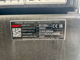 Εκσκαφέας Με Ερπύστριες Sany 2022 SY155U *16000kg *Isuzu engine-thumb-41
