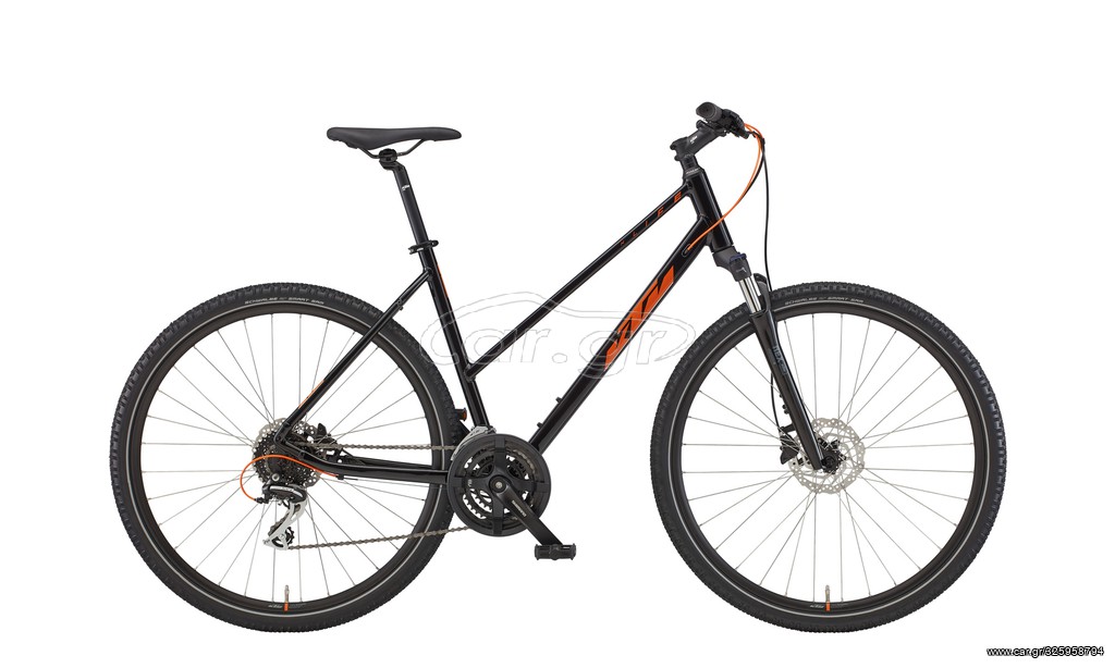 Trekking KTM 2021 KTM X-LIFE TRACK black (orange + silver) 3x8 Shimano Acera