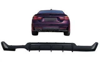 ΠΙΣΩ ΣΠΟΙΛΕΡ Diffuser BMW 4 Series F32 F33 F36 (2013-2019) Coupe Cabrio M Design Left Double Outlet Black