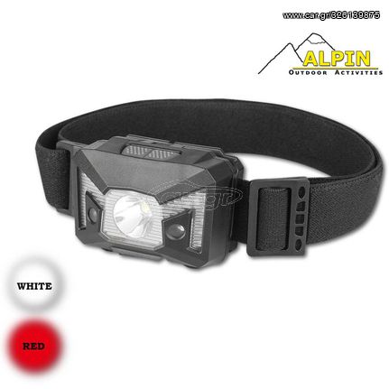 Eπαναφορτιζόμενος Φακός Κεφαλής 220lm Sensor+ SMD Red της Alpin Outdoor