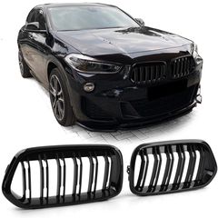 Κεντρική Μάσκα -  Γρίλιες γκριλ Σετ Sport grille εμπρός μάσκα μπροστινή σχάρα σπορ  Μαύρη γυαλιστερή για  BMW X2 F39 από 18