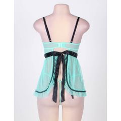 Plus Size Polka Dot Babydoll with String Green-thumb-1