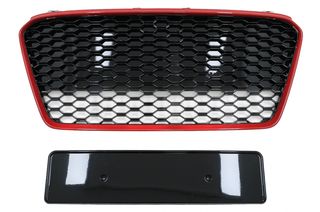 Front Grille suitable for Audi R8 42 1st Generation Facelift (2013-2015) RS Design Glossy Black Red