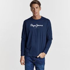 PEPE JEANS  Ανδρικό Μακρυμάνικο T-Shirt Eggo Long σε Navy Blue Χρώμα PM508209_595