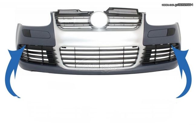 Front Bumper Parts Side grills & Headlights Washer Covers Suitable for VW Golf V 5 (2003-2007) Jetta (2005-2010) R32 Design