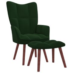 Πολυθρόνα Relax Σκούρο Πράσινο Βελούδινη με Σκαμπό 328064