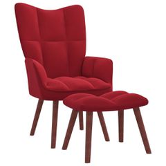 Πολυθρόνα Relax Μπορντό Βελούδινη με Σκαμπό 328067