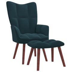 Πολυθρόνα Relax Μπλε Βελούδινη με Σκαμπό 328072