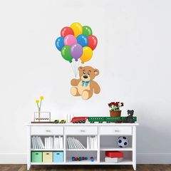 Αυτοκόλλητο τοίχου Αρκουδάκι με μπαλόνια 30x60 Αυτοκόλλητα τοίχου