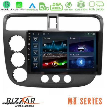 Bizzar M8 Series Honda Civic 2001-2005 8core Android13 4+32GB Navigation Multimedia Tablet 9"