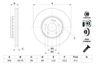 ΔΙΣΚΟΠΛΑΚΑ ΕΜΠΡ. MS W205/213 για Mercedes-Benz C-Class W205