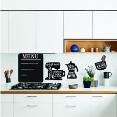 Αυτοκόλλητο τοίχου Μαυροπίνακας με Ποδιά για την κουζίνα και τσαγιέρα 30x30 Αυτοκόλλητα μαυροπίνακες