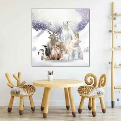 Πίνακας σε καμβά Χειμωνιάτικα Ζώα 230x230 Τελαρωμένος καμβάς σε ξύλο με πάχος 2cm