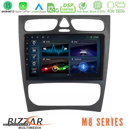 Bizzar M8 Series Mercedes C Class (W203) 8core Android13 4+32GB Navigation Multimedia Tablet 9"